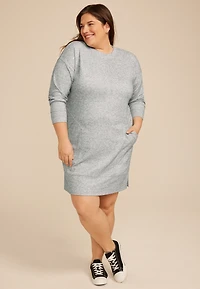 Plus Heather Gray Crew Neck Sweatshirt Dress