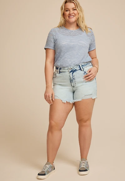 Plus KanCan™ Curvy High Rise Acid Wash 5in Short