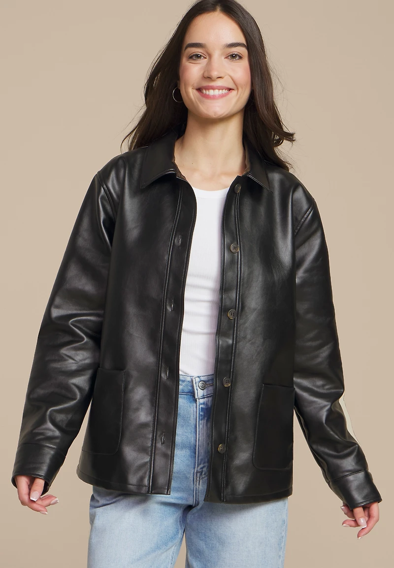 Faux Leather Shacket