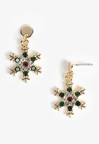 Festive Rhinestone Snowflake Earrings