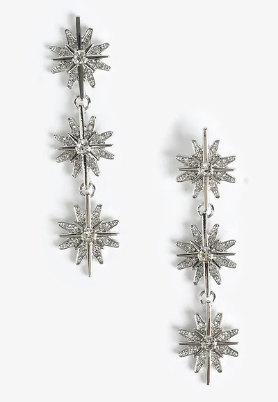 Silver Celestial Star Drop Earrings