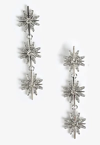 Silver Celestial Star Drop Earrings