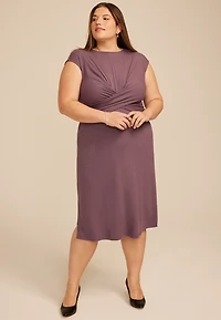 Plus 24/7 Wrap Bodice Ribbed Midi Dress