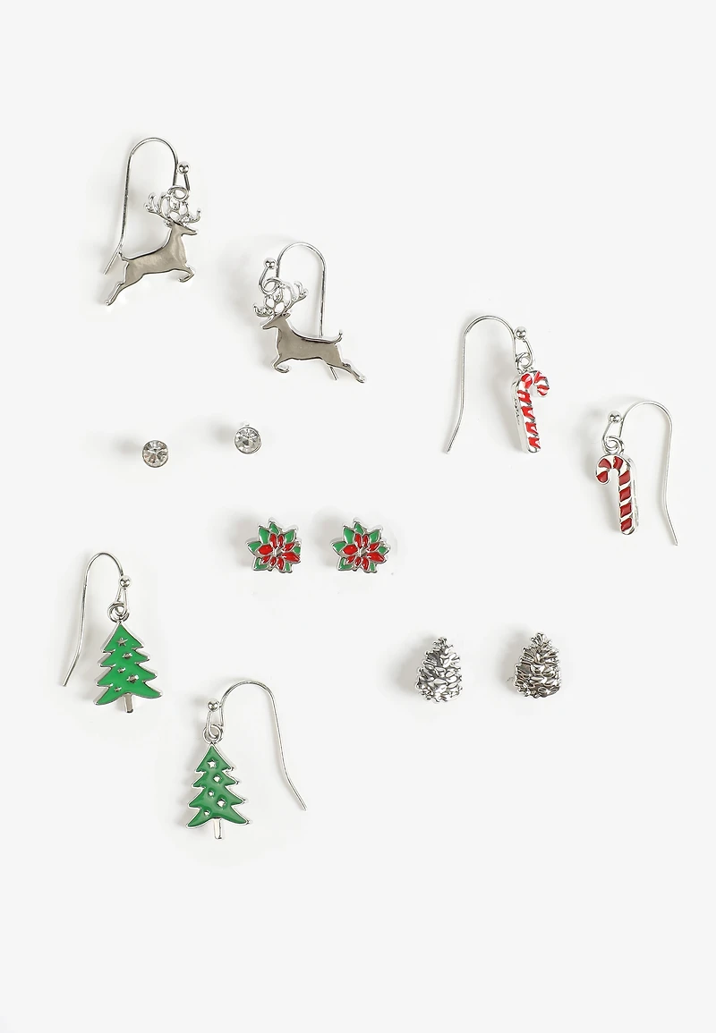 6 Pack Festive Christmas Earring Set