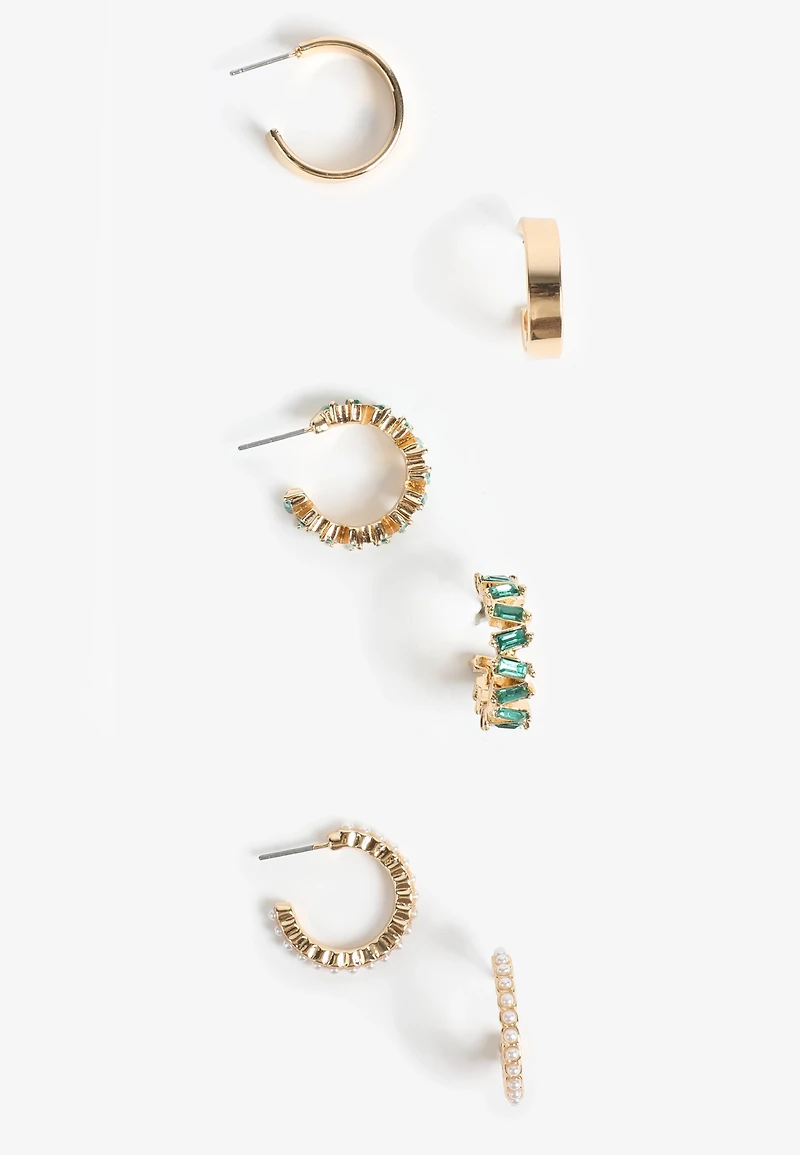 3 Pack Gold Earring Set