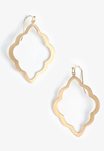 Brushed Gold Open Wavy Teardrop Earrings