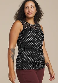 Plus Polka Dot Mesh Tank Top