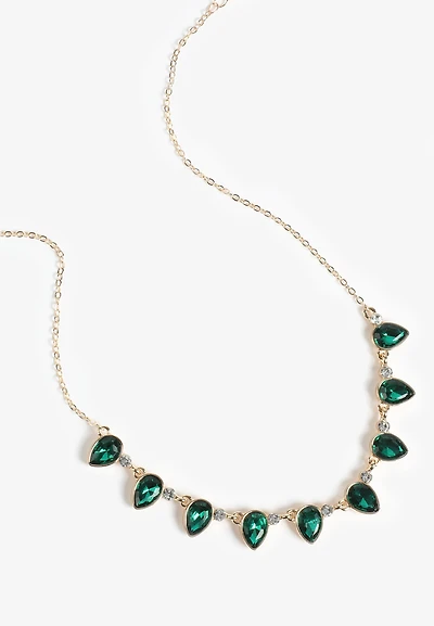 Gold Emerald Teardrop Necklace
