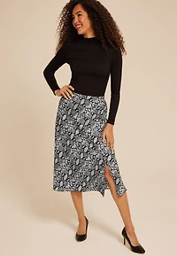 Studio Y Snake Print High Rise Midi Skirt