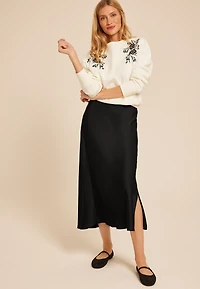 Studio Y Satin High Rise Midi Skirt