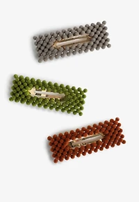 3 Pack Felt Bubble Snap Clip Barrettes