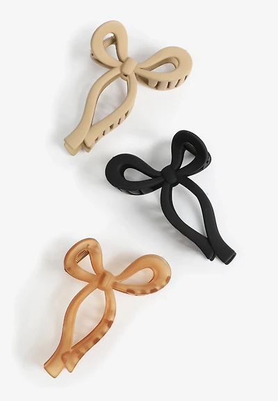 3 Pack Bow Claw Hair Clips