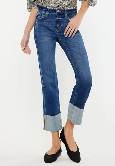 KanCan™ High Rise Raw Cuffed Wide Leg Ankle Jean