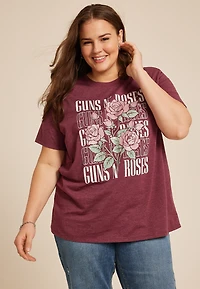 Plus Guns N  Roses Oversized Fit Graphic Tee