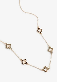 Gold And Brown Clover Dainty Necklace