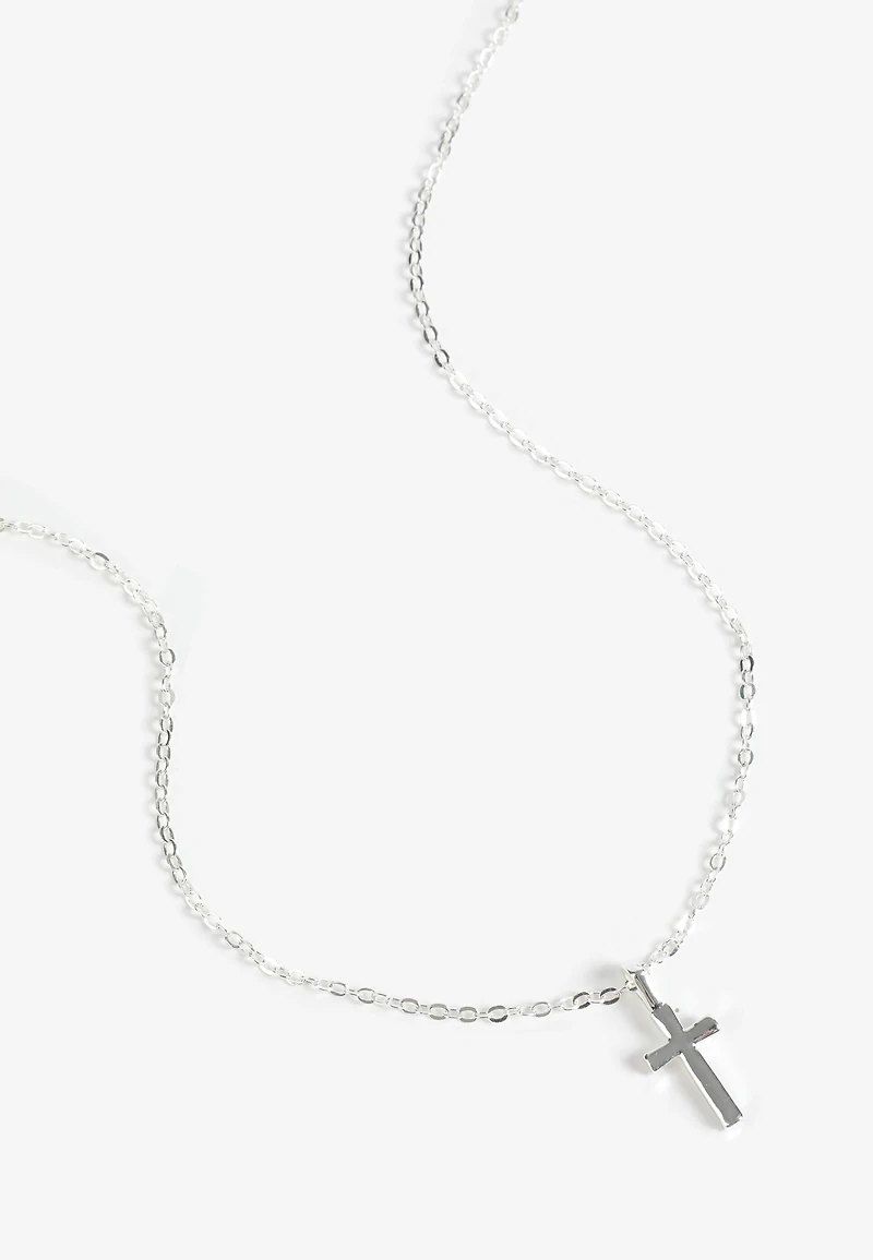 Sterling Silver Plated Cross Pendant Necklace