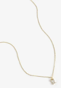 Dainty Gold Plated Baguette Pendant Necklace