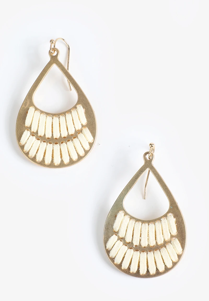 Gold Corded Teardrop Earrings
