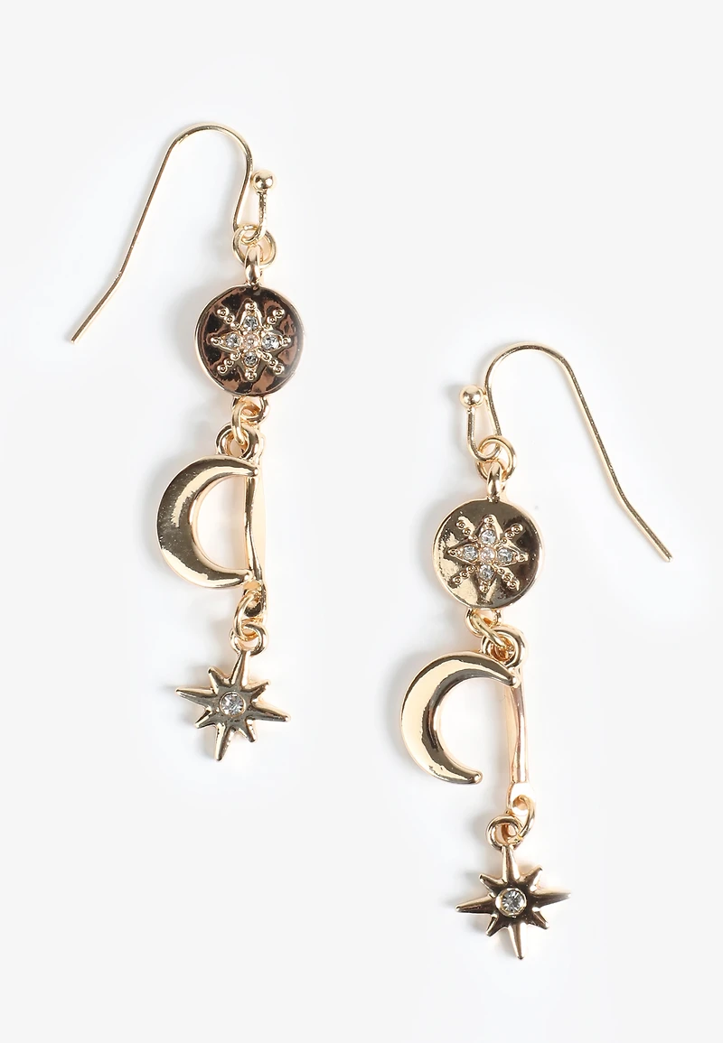 Gold Celestial Drop Earrings
