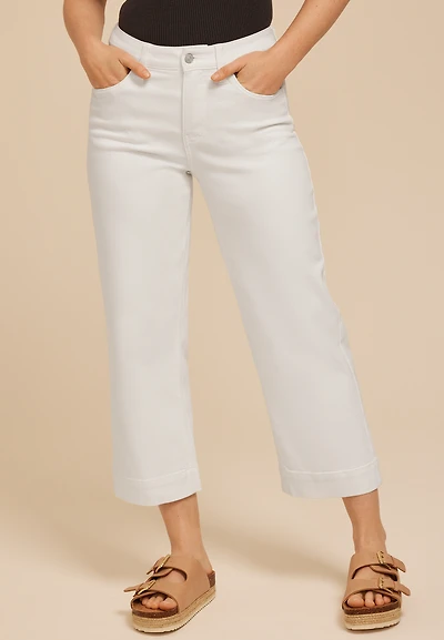 m jeans by maurices™ White High Rise Wide Leg Cropped Jean