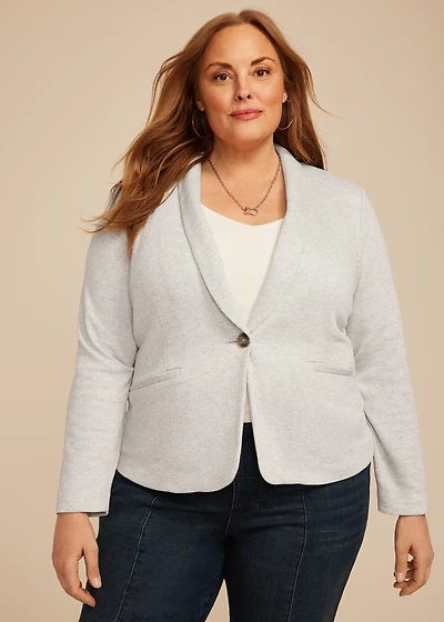 Plus Ribbed Knit Blazer