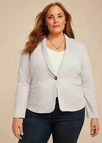 Plus Ribbed Knit Blazer