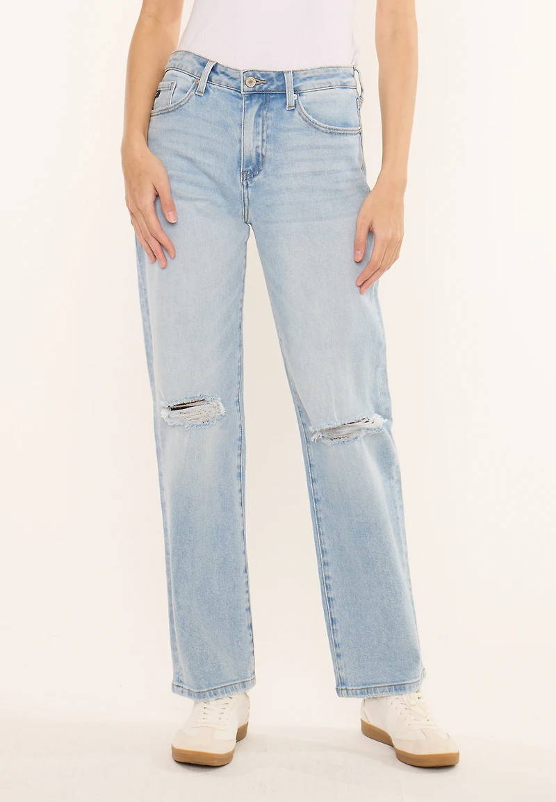 KanCan™ High Rise Open Ripped Relaxed Straight Jean