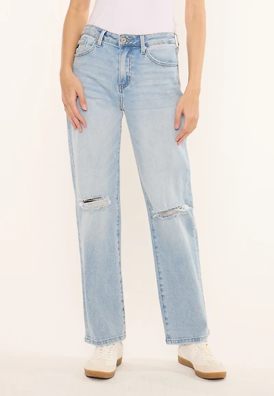 KanCan™ High Rise Open Ripped Relaxed Straight Jean