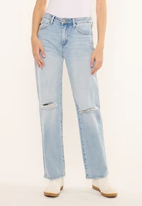 KanCan™ High Rise Open Ripped Relaxed Straight Jean