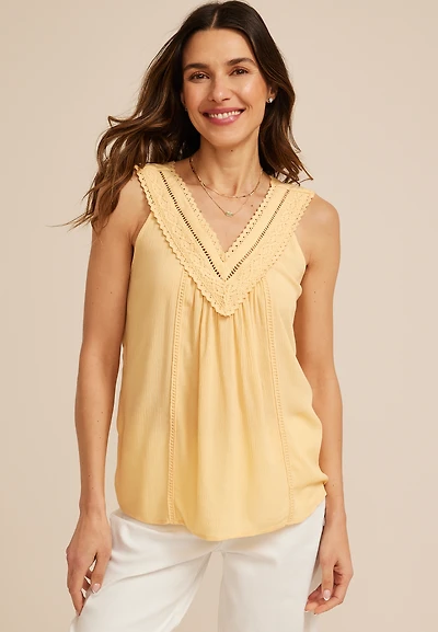 Crochet V Neck Tank Top