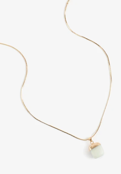 Genuine Stone Two Tone Pendant Necklace