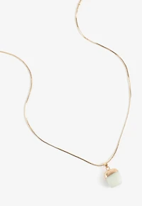 Genuine Stone Two Tone Pendant Necklace