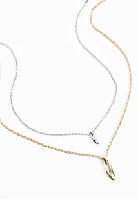 Gold And Silver Layered Pendant Necklace Set