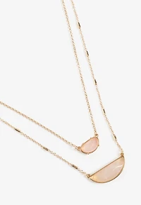 Pink Semi Precious Stone Layered Necklace