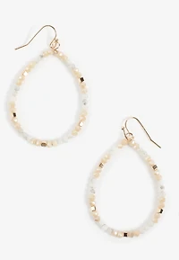 Neutral Beaded Teardrop Hoop Earrings