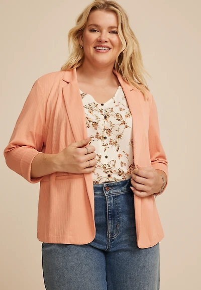 Plus Cropped Textured Versa Blazer
