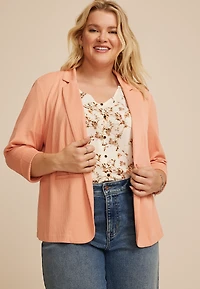 Plus Cropped Textured Versa Blazer