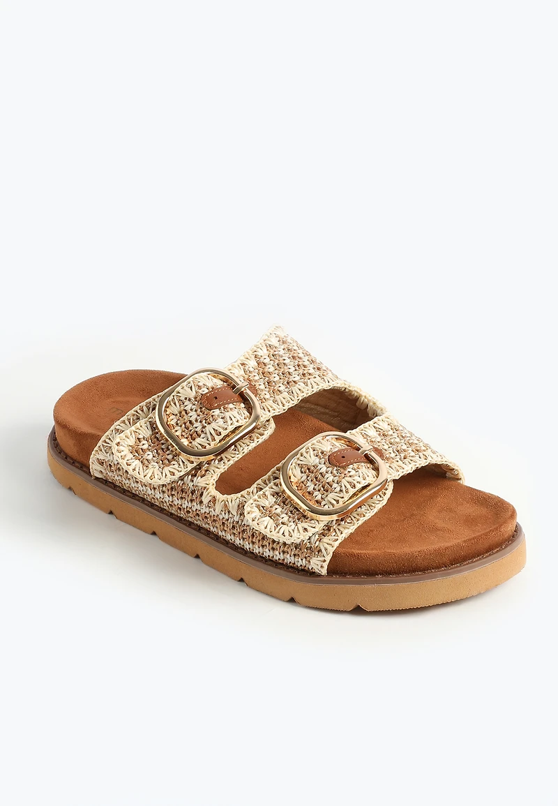 SuperCush Raffia Two Band Footbed Sandal