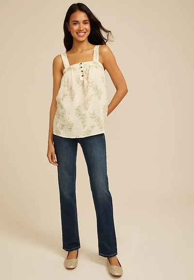 Floral Square Neck Tank Top