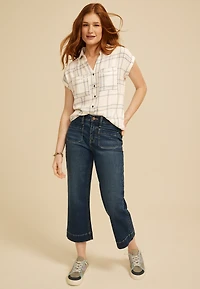m jeans by maurices™ High Rise Patch Pocket Wide Leg Cropped Jean