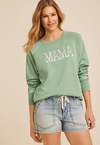 Mama Floral Embroidered Sweatshirt