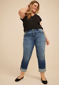 Plus KanCan™ High Rise Seamed Pocket Cuffed Hem Straight Jean