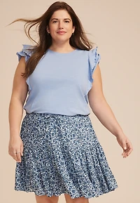 Plus Floral Tiered Mini Skort