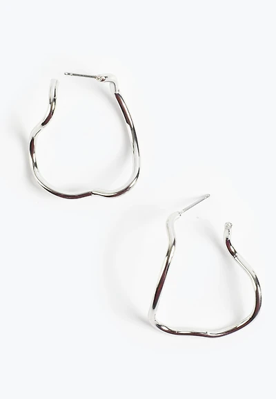 Silver Sculpted Hoop Earrings