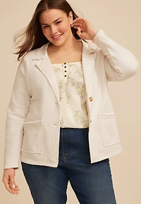 Plus French Terry Casual Blazer
