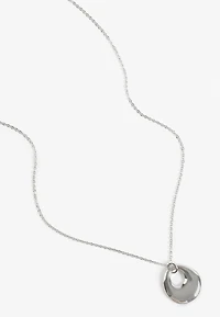 Silver Sculptural Open Circle Pendant Necklace