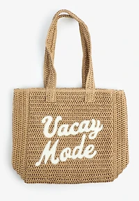Vacay Mode Raffia Tote Bag