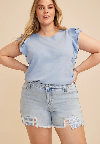 Plus m jeans by maurices™ Mid Rise Patchwork Pocket 5in Shorts