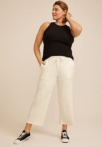 Plus Speckle Scuba Knit High Rise Wide Leg Cropped Pant
