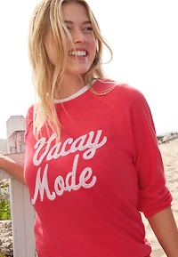 Vacay Mode Embroidered Sweatshirt